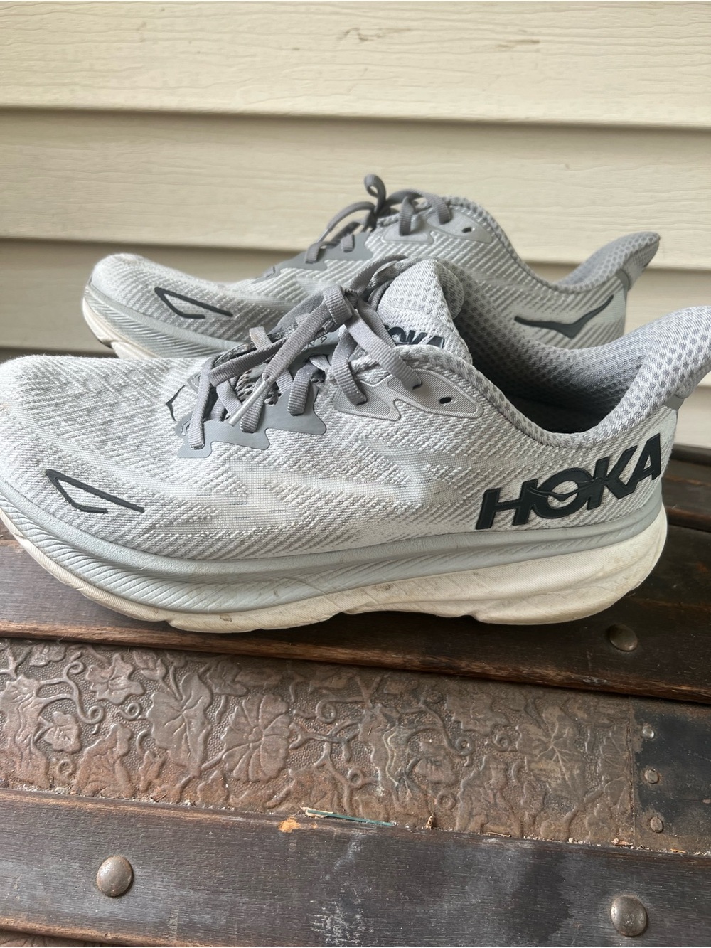 Hoka Light Gray Mesh Running  One One Sneakers Mens size 10D